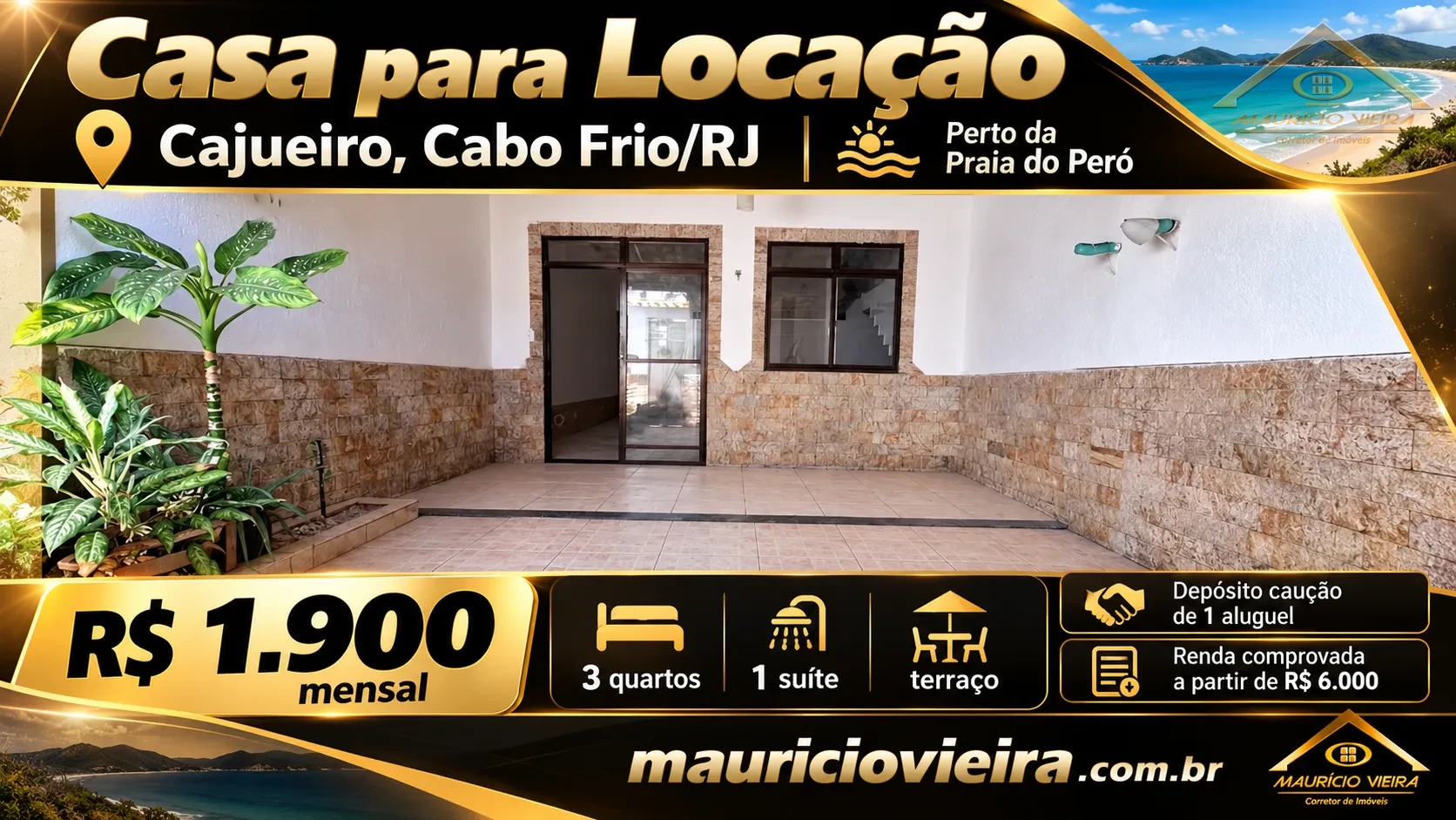 Casa independente para locação perto da Praia do Peró - Cabo Frio